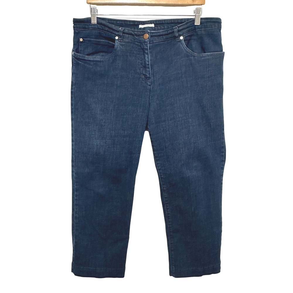 Eileen Fisher Crop Jeans Womens 16 (37x24) Blue Denim Straight Stretch Casual